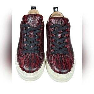 Chloé Lauren Sneakers 40 Red Python Leather Low Top Lace Up $570